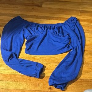 blue crop shirt
